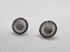 Silver Round Tops with Black & White Zircon