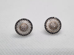 Silver Round Tops with Black & White Zircon