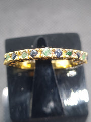 Blue And Green Stone Ring Gold Plated