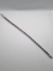 Silver Bracelet With Amethyst Color Stone