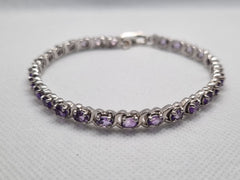 Silver Bracelet With Amethyst Color Stone