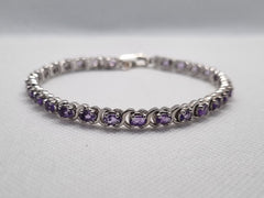 Silver Bracelet With Amethyst Color Stone