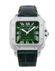 Cartier Santos-Dumont Stainless Steel with Green Strap