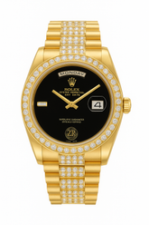Day-Date Black Dial with Iced Out Bezel & Iced Out Chain