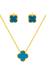 Van Cleef Inspired Turquoise Locket Tops Set with Chain