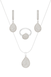 925 Silver Teardrop Locket Set with Matching Ring in Zircon