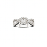 925 Silver Bracket Zircon Ring with DNA-Inspired Design