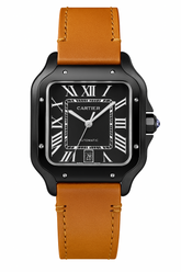 Cartier Santos-Dumont Black Case with Orange Strap