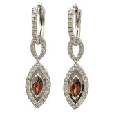 925 Silver Hoop Hanging Earrings with Garnet Color Stone & Zircon