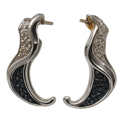 Silver Wing-Style Earrings in Black & Silver