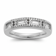 925 Silver Band with Zircon and Bracket Design