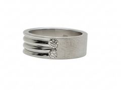 925 Silver Band with 3-Line Matte Finish & 2 Zircon Stones
