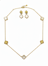 Van Cleef Inspired Mother of Pearl Necklace Set – Gold Plated 925 Silver with Tops