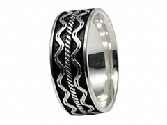 Black & Silver Gents Band in 925 Sterling Silver