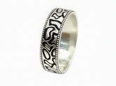 925 Silver Black Pattern Band