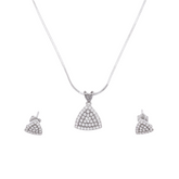 925 Silver Triangle Design Locket Set with Zircon