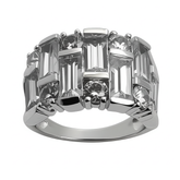 Silver Ring with Rectangular Brackets and Round Zircon