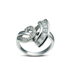 925 Silver Hand Fan Style Ring with Bracket Design & Zircon