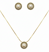 Versace Inspired Pearl Round Locket Set