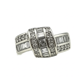 925 Silver Knot-Style Ring with Bracket Design & Round Zircon