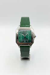 The "Classic Santos" Silver & Emerald Arabic Dial Leather
