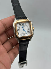 The "Classic Santos" Two-Tone Rose Gold & Leather