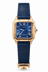 The "Classic Santos" Rose Gold & Sunburst Navy Leather