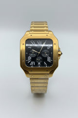 The "Classic Santos" Gold & Onyx Chronograph Steel Bracelet