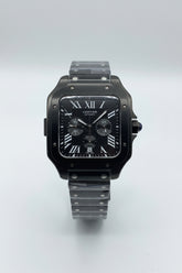 The "Classic Santos" Black ADLC Chronograph Steel Bracelet