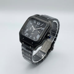 The "Classic Santos" Black ADLC Chronograph Steel Bracelet
