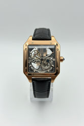 The "Classic Santos" Rose Gold Skeleton Leather