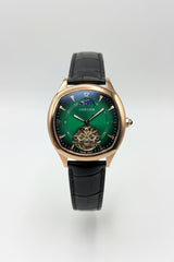 The "Classic Drive" Rose Gold & Emerald Open-Heart Moonphase