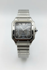 The "Classic Santos" Silver & Onyx Steel Bracelet
