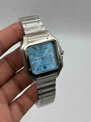 The "Classic Santos" Silver & Ice Blue Steel Bracelet