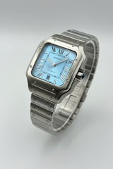 The "Classic Santos" Silver & Ice Blue Steel Bracelet