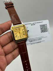 The "Classic Santos Dumont" Two-Tone Gold Dial Brown Leather