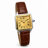 The "Classic Santos Dumont" Two-Tone Gold Dial Brown Leather