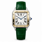 The "Classic Santos Dumont" Two-Tone Rose Gold & Emerald Leather