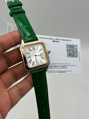 The "Classic Santos Dumont" Two-Tone Rose Gold & Emerald Leather