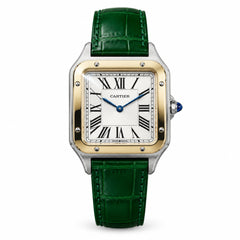 The "Classic Santos Dumont" Two-Tone Rose Gold & Emerald Leather