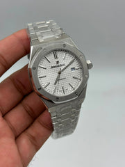 The "Classic Oak" Silver & Silver Tapisserie Steel Bracelet