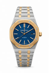 The "Classic Oak" Two-Tone Rose Gold & Sunburst Navy Tapisserie