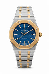 The "Classic Oak" Two-Tone Rose Gold & Sunburst Navy Tapisserie