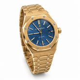 The "Classic Oak" Rose Gold & Sunburst Navy Tapisserie Bracelet