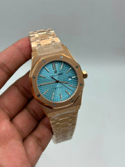 The "Classic Oak" Rose Gold & Ice Blue Tapisserie Bracelet