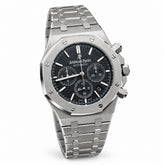 The "Classic Oak Chronograph" Silver & Onyx Tapisserie Steel Bracelet