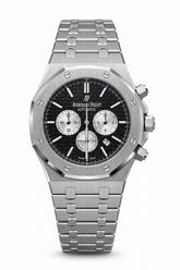 The "Classic Oak Chronograph" Silver & Panda Onyx Tapisserie Steel Bracelet