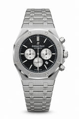 The "Classic Oak Chronograph" Silver & Panda Onyx Tapisserie Steel Bracelet