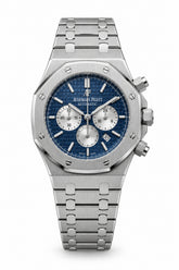 The "Classic Oak Chronograph" Silver & Reverse Panda Navy Tapisserie Steel