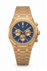 The "Royal Oak Chronograph" Rose Gold & Sunburst Navy Tapisserie Bracelet